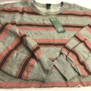 Striped Puff Long Sleeve Cutoff Crew - Wild Fable